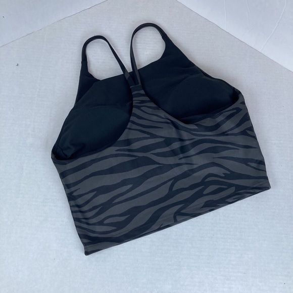 Old Navy Active Long Line Sports Bra Black And Gray Zebra Stripe Print - Picture 5 of 7